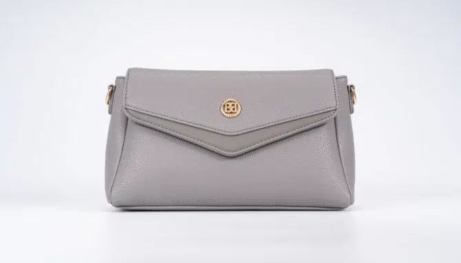 Small Leather Crossbody Bag - Gray